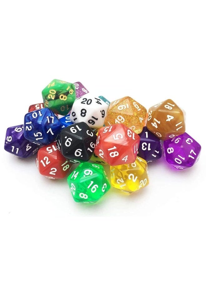 TecUnite مجموعة نرد بوليهدرا 25 قطعة من تيك يونايت مع حقيبة سوداء متوافقة مع ألعاب الطاولة RPG و MTG وألعاب أخرى مع مجموعة عشوائية متعددة الألوان (متعددة الألوان، 20 وجه) - Image 4