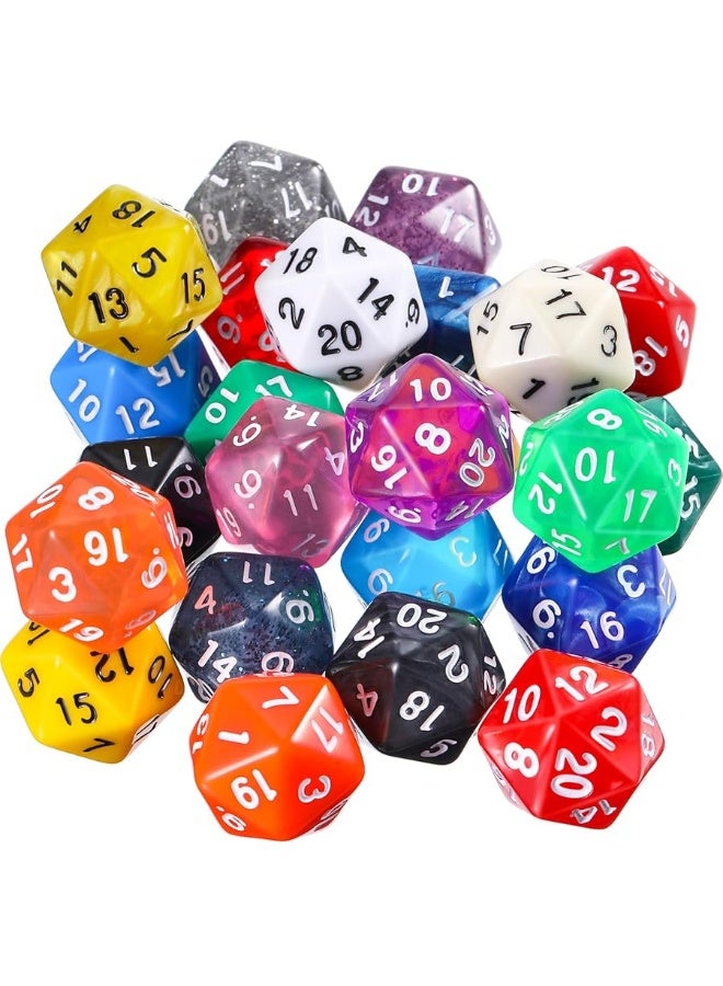 TecUnite مجموعة نرد بوليهدرا 25 قطعة من تيك يونايت مع حقيبة سوداء متوافقة مع ألعاب الطاولة RPG و MTG وألعاب أخرى مع مجموعة عشوائية متعددة الألوان (متعددة الألوان، 20 وجه) - Image 3