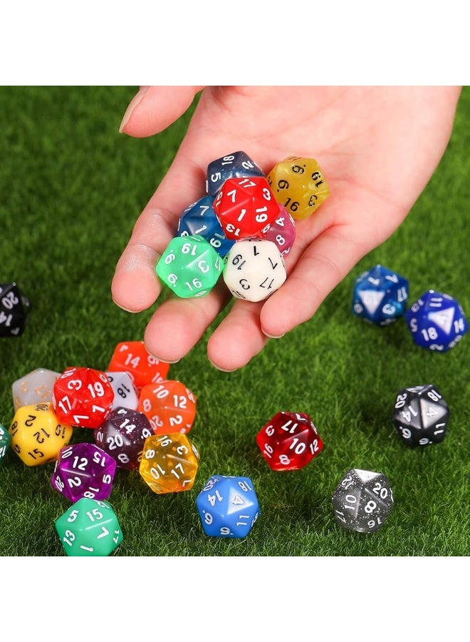 TecUnite مجموعة نرد بوليهدرا 25 قطعة من تيك يونايت مع حقيبة سوداء متوافقة مع ألعاب الطاولة RPG و MTG وألعاب أخرى مع مجموعة عشوائية متعددة الألوان (متعددة الألوان، 20 وجه) - Image 5