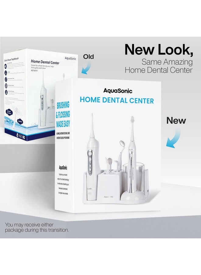 Aquasonic Home Dental Center Rechargeable Power Toothbrush & Smart Water Flosser Complete Family Oral Care System 10 Attachments And Tips Included Various Modes & Timers (White) - Image 2