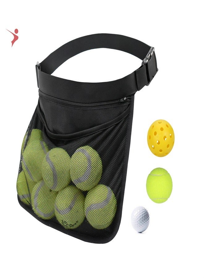 Generic Portable Tennis Bag Sports Bag with Storage Pouch and Waist Pack Mesh Bag Tennis Ball Waist Pouch Holder Tennis Ball Bag Tennis Ball Holder Waist Pickleball Holder Hipster Ball Band Pickleball - Image 1