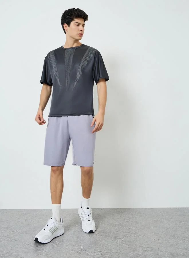 Styli Active Men Grey Printed Training T-Shirt
