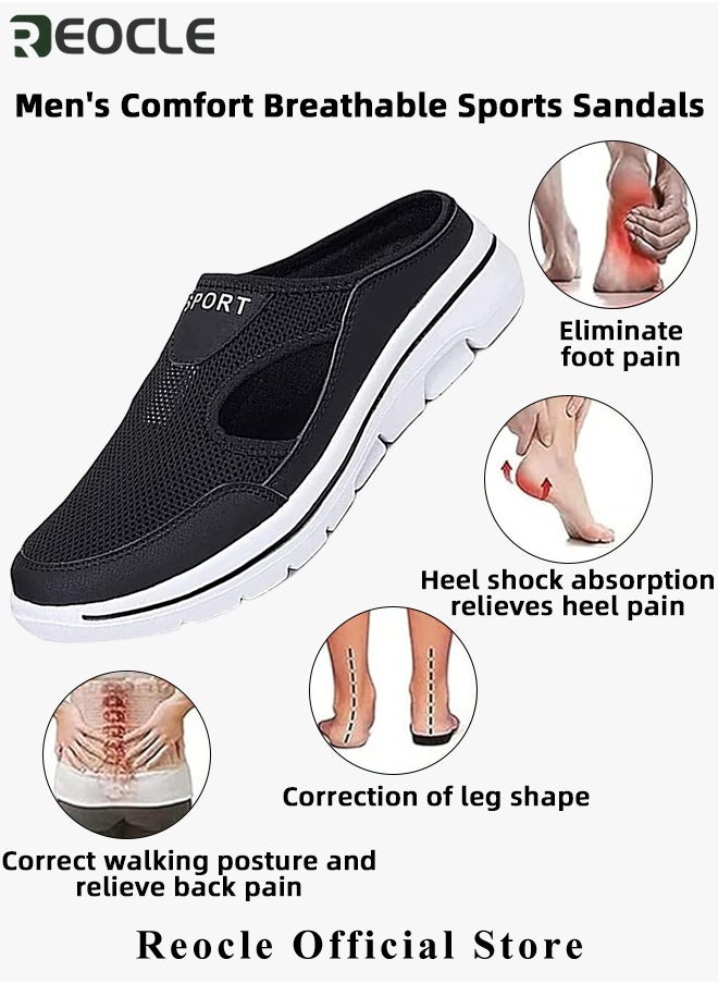 REOCLE - Women's Walking Sneakers Breathable Mesh Mules Shoes Open Back Slip On Shoes Comfort Support Sports Sandals Orthopedic Stretch Shoes Lightweight House Shoes - Image 1