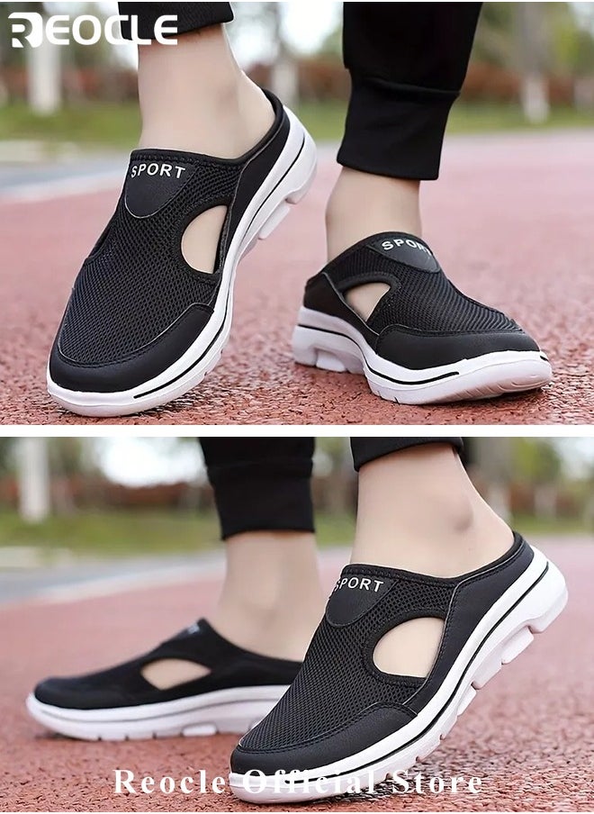 REOCLE - Women's Walking Sneakers Breathable Mesh Mules Shoes Open Back Slip On Shoes Comfort Support Sports Sandals Orthopedic Stretch Shoes Lightweight House Shoes - Image 1
