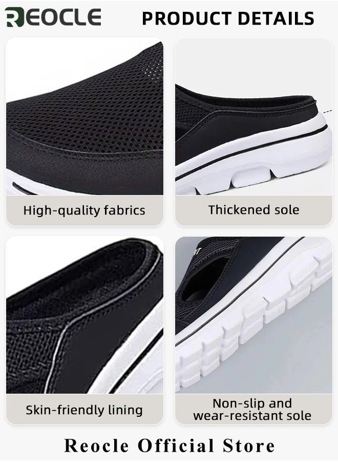 REOCLE - Women's Walking Sneakers Breathable Mesh Mules Shoes Open Back Slip On Shoes Comfort Support Sports Sandals Orthopedic Stretch Shoes Lightweight House Shoes - Image 1