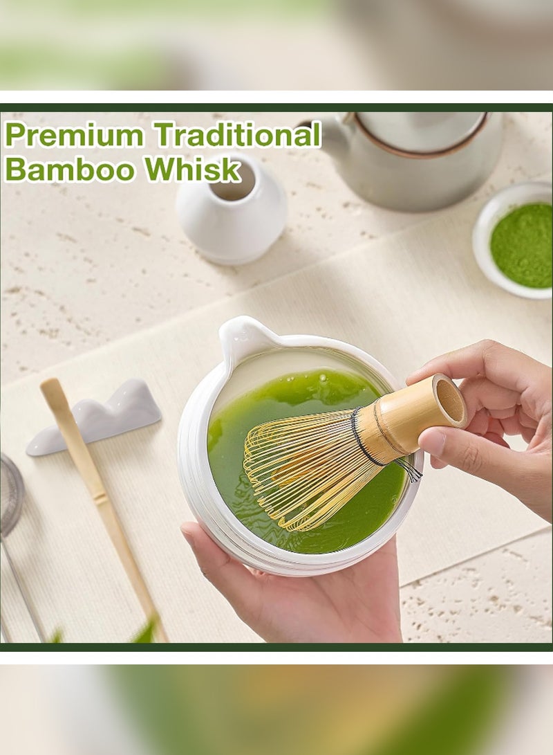 WinHolder 8Pcs Matcha Set Matcha Traditional Handmade Tea Whisk Tool with Matcha Bowl (with Pouring Spout), Bamboo Whisk, Whisk Holder, Strainer Bamboo Scoop ，Bamboo Spoon- Elegant Matcha Set for Gifting and Personal Use - Image 5