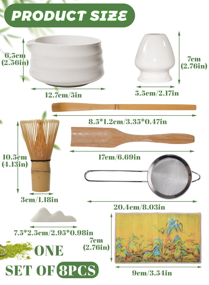 WinHolder 8Pcs Matcha Set Matcha Traditional Handmade Tea Whisk Tool with Matcha Bowl (with Pouring Spout), Bamboo Whisk, Whisk Holder, Strainer Bamboo Scoop ，Bamboo Spoon- Elegant Matcha Set for Gifting and Personal Use - Image 2