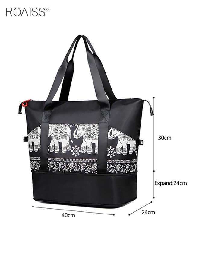 roaiss - Printed Waterproof Travel Fitness Bag Expandable Design Dry And Wet Separation Yoga Bag Large Capacity Business Travel Swimming Bag - Image 1