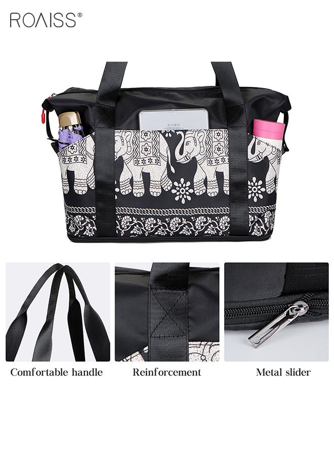 roaiss - Printed Waterproof Travel Fitness Bag Expandable Design Dry And Wet Separation Yoga Bag Large Capacity Business Travel Swimming Bag - Image 1