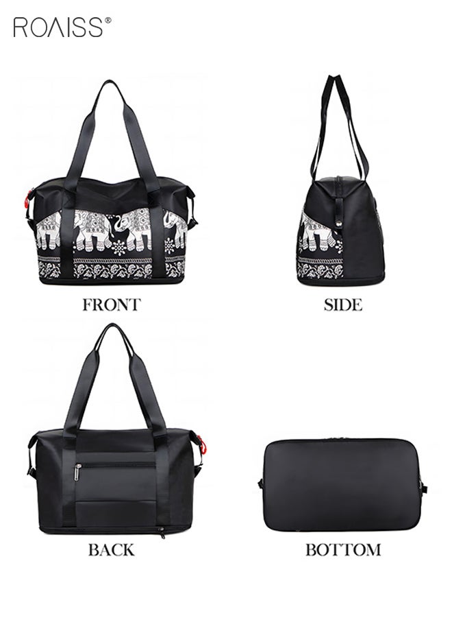 roaiss - Printed Waterproof Travel Fitness Bag Expandable Design Dry And Wet Separation Yoga Bag Large Capacity Business Travel Swimming Bag - Image 1