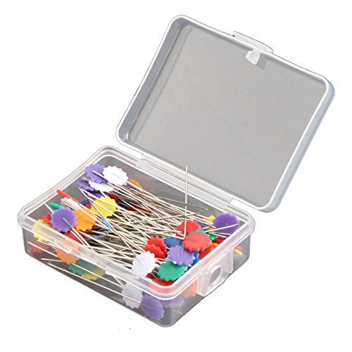 Mgoodoo 100PCS Sewing Pins Flat Head, 1.97inch Straight Pins Flower Head Quilting Pins for Dressmaker, Fabric, Craft, Sewing Project, DIY Jewelry Decoration - Image 1
