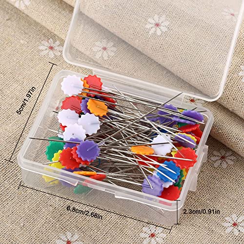 Mgoodoo 100PCS Sewing Pins Flat Head, 1.97inch Straight Pins Flower Head Quilting Pins for Dressmaker, Fabric, Craft, Sewing Project, DIY Jewelry Decoration - Image 3
