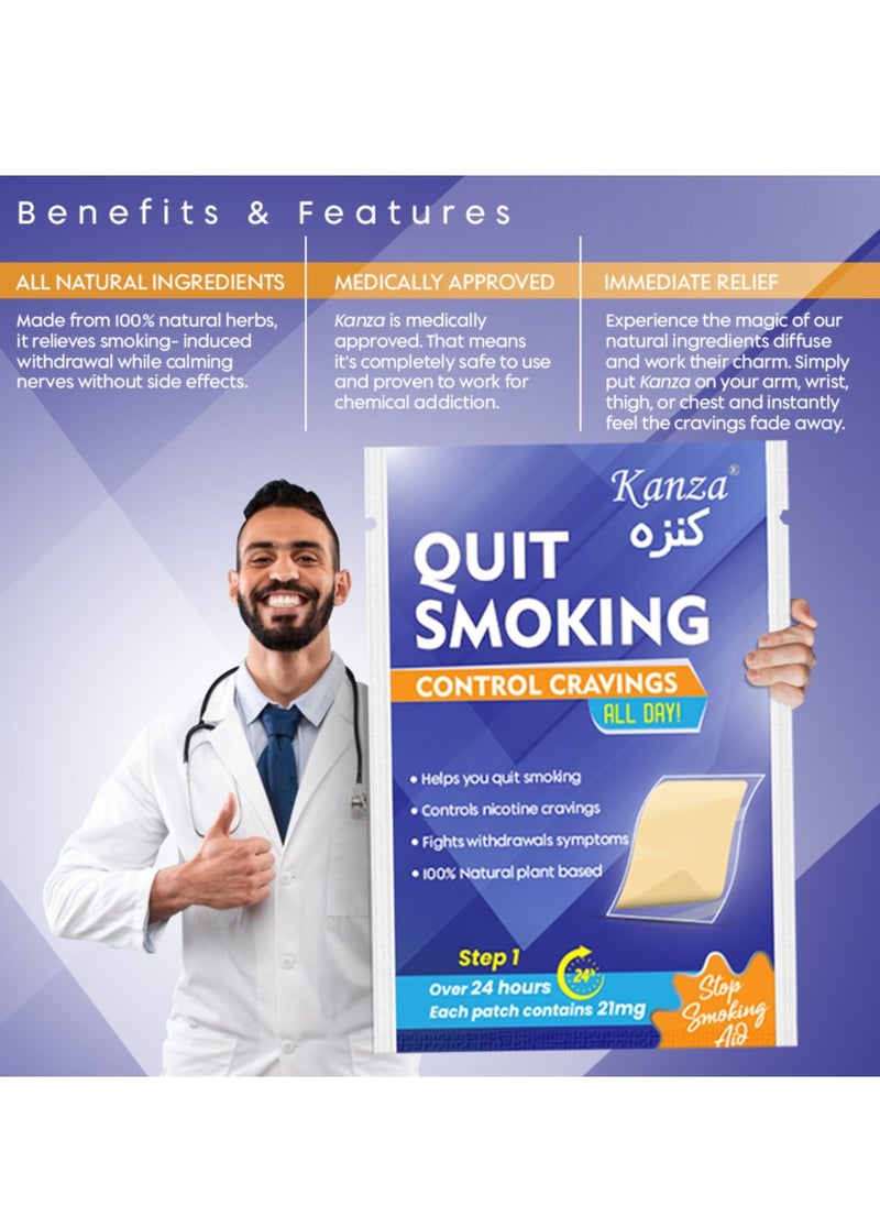 Kanza - 28 Pcs Quit Smoking Nicotine Patches Control Craving Through Out the Day Step 1 Nicotine Transdermal Smoking Patches Quit Smoking Aid Helping Quit Smoking Patch in Simple Steps - Image 1
