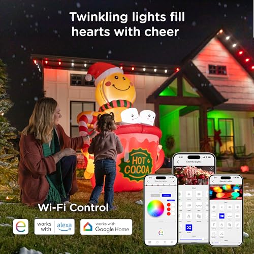 Enbrighten أضواء إنبرايتن VIBE إيتيرنيتي الدائمة الخارجية، 50 قدم، 36 LED RGBWIC، أضواء ذكية للتزيين اليومي، مقاومة للماء IP67، متوافقة مع أليكسا، جوجل هوم، بيضاء، 81102 - Image 2