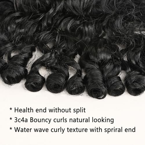 ijoy Burmese Curly Human Hair Wig 13x4 Lace Front Wigs with Spiral Curls End 180 Density Pre Plucked Brazilian Tiny Knots 16 Inch Lace Frontal Wig Natural Black Curly - Image 3