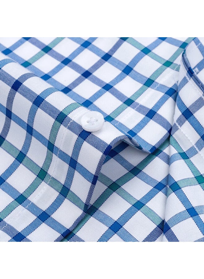 FIRS Men'S Long Sleeve Shirt Pure Cotton Xinjiang Cotton Business Casual Plaid Shirt Men'S Top Green Plaid 44 - Image 3