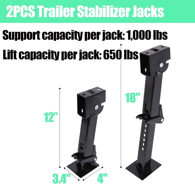 Stegewop 2PCS Trailer Stabilizer Jacks with Adjustment Handle for RV and Camper (12" to 18") - Image 3