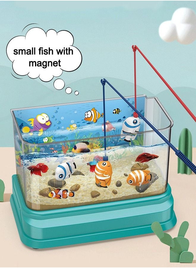 Mini Aquarium Artificial Fish Tank with 2 pieces Moving Fish , Fake Aquarium Toy Fish Tank with USB Powered and Magnetic Bottle  - Image 3