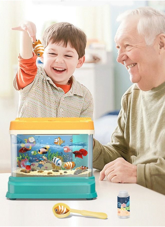 Mini Aquarium Artificial Fish Tank with 2 pieces Moving Fish , Fake Aquarium Toy Fish Tank with USB Powered and Magnetic Bottle  - Image 4