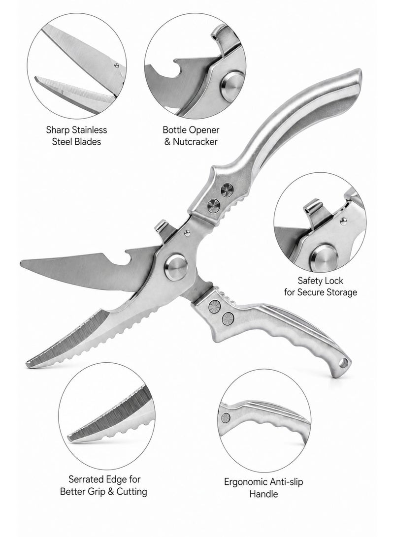 Heavy Duty Kitchen Scissors – Stainless Steel Poultry Shears, Multipurpose Food Scissors for Chicken, Meat, Fish, Seafood, Bones & BBQ - Image 3