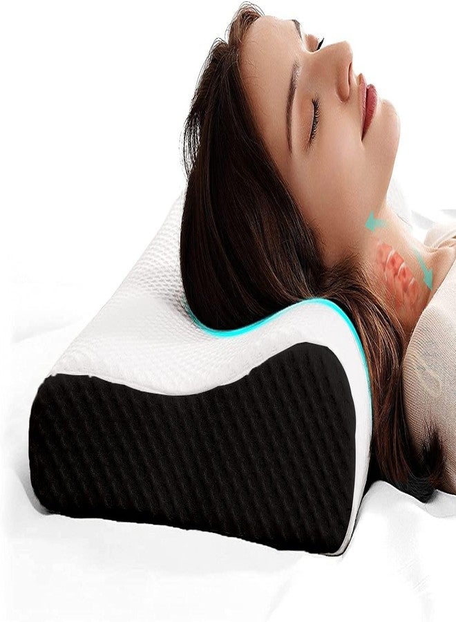 CUSHIO Cervical Memory Foam Pillow (Pack of 4) Contour Memory Foam Orthopedic Pillow for Neck & Shoulder Pain Relief with Dual Height - Removable Zipper Cover (Standard Size 19"x12") - Image 1