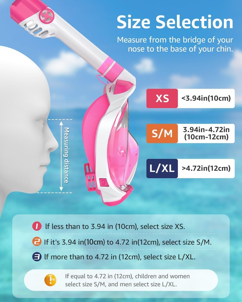 W WSTOO WSTOO Kids Full Face Snorkel Masks,Suitable for Beginners Dry Top Snorkeling Gear,Can Your Mouth or Nose to Breathe,180 Degrees Panoramic View,Anti-Fog Anti-Leak,Summer Travel and Vacationing Gifts - Image 3