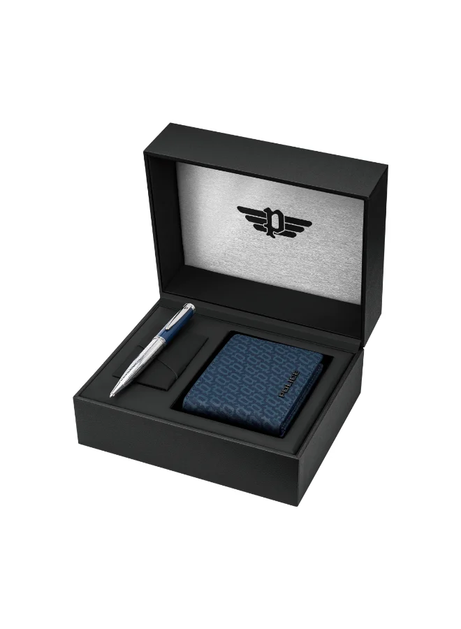 بوليس Blue Wallet & Blue Pen Gift Set for Men's