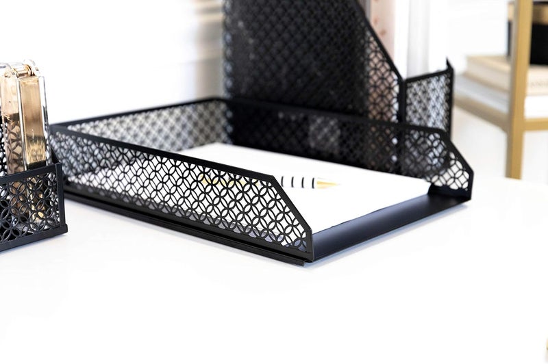 Blu Monaco Black Desk Organizer - 6 Piece Desk Accessories Set - Letter - Mail Organizer, Sticky Note Holder, Pen Cup, Magazine File Holder, Paper - Document Tray - Black - Image 5
