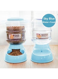 FEELING MALL Pet Cat Water Dispenser With Automatic Feeder Large Capacity Dog Food Bowl Water Fountain Drinking Feeding Pet Supplies (Sky Blue)  - Image 3