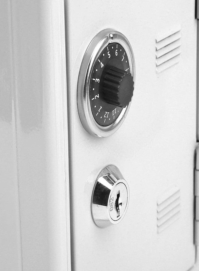 Delzon خزنة نقود ديلزون، خزانة مزودة بعجلة رمز محاكاة، صندوق نقود للأطفال بمفتاحين، صندوق تخزين لتبادل العملات، معدن (أبيض) - Image 4