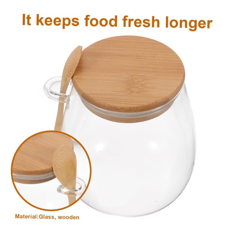 Glass Storage Jar With Airtight Sealed Lid And Spoon Clear Multi Use Container For Tea Coffee Grains Kitchen Pantry Home Cafe 600ml - Image 4