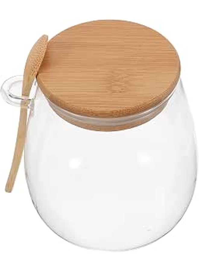 Glass Storage Jar With Airtight Sealed Lid And Spoon Clear Multi Use Container For Tea Coffee Grains Kitchen Pantry Home Cafe 600ml - Image 1