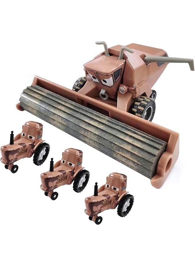 Movies Cars 2 3 Curz Black Storm Jackson McQueen Mater I Screamer Archbishop Giant Wheels Metal Diecast Friction Powered Truck Toy (Frank Harvester and Cows Tractor) 
