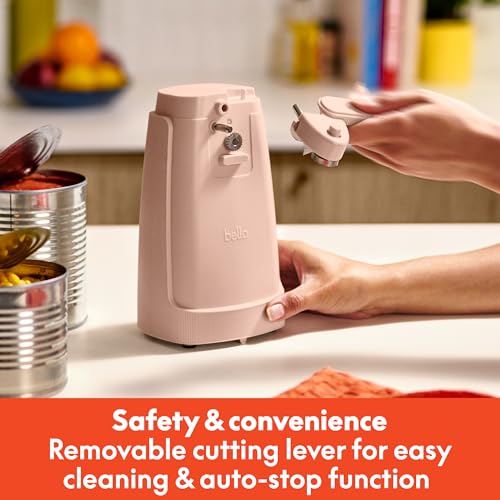 bella Electric Can Opener and Knife Sharpener, Removable Cutting Lever, Cord Storage, Stainless Steel Blade, Blossom - Image 3