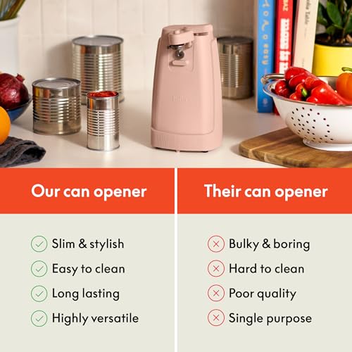 bella Electric Can Opener and Knife Sharpener, Removable Cutting Lever, Cord Storage, Stainless Steel Blade, Blossom - Image 4