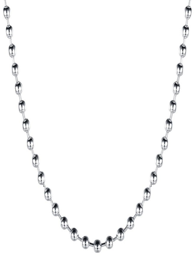 Cutesmile Fashion Jewelry 925 Sterling Silver 2mm Beads Chain Necklace for Men Women(22 Inches) - Image 1