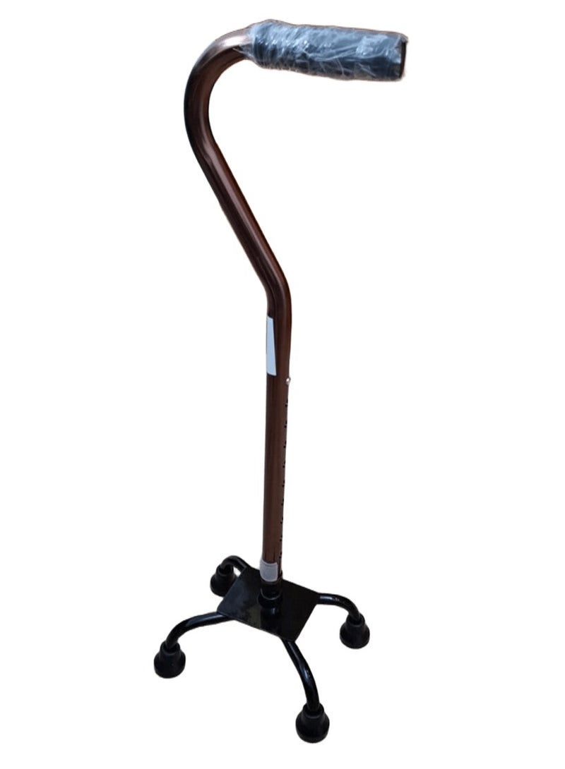 Generic Copper cane with a catenary handle and a quadruple base to help the elderly walk  - Image 1