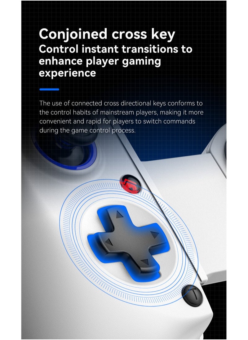General - Hardcore Gamer Gamepad Wireless Stretch Bluetooth Gaming Controller+Cooler Hall Linear Trigger 3D Joystick Dual Motor Vibration Turbo Burst Function Support Android iOS PC Switch White - Image 1