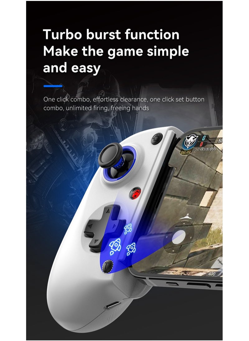 General - Hardcore Gamer Gamepad Wireless Stretch Bluetooth Gaming Controller+Cooler Hall Linear Trigger 3D Joystick Dual Motor Vibration Turbo Burst Function Support Android iOS PC Switch White - Image 1