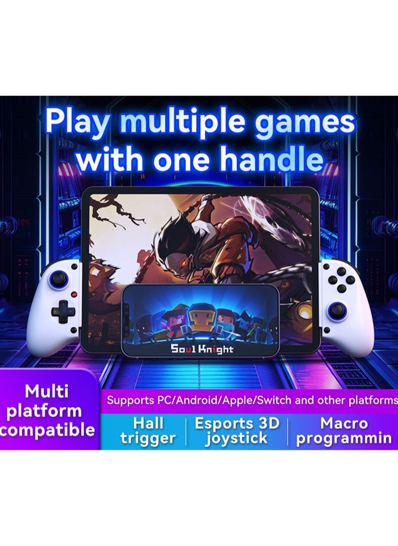 General - Hardcore Gamer Gamepad Wireless Stretch Bluetooth Gaming Controller+Cooler Hall Linear Trigger 3D Joystick Dual Motor Vibration Turbo Burst Function Support Android iOS PC Switch White - Image 1