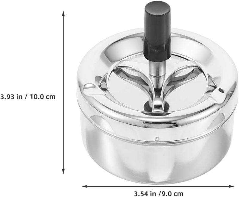TOYANDONA 2pcs Metal Ashtray with Lid Rotating Push-down Smokeless Windproof round Ash Holder for Home Office Outdoor Use - Image 2