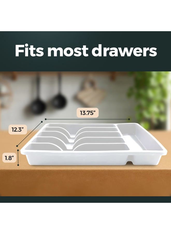 Pantrymade Silicone Silverware Drawer Organizer - Non-Slip Utensil Holder for Kitchen Drawers, Adjustable Compartments for Forks, Knives, Spoons, and Cutlery - Durable, Easy to Clean, BPA-Free - White - Image 2
