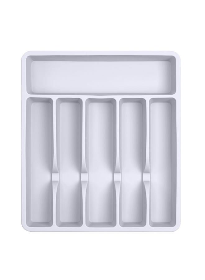 Pantrymade Silicone Silverware Drawer Organizer - Non-Slip Utensil Holder for Kitchen Drawers, Adjustable Compartments for Forks, Knives, Spoons, and Cutlery - Durable, Easy to Clean, BPA-Free - White - Image 1