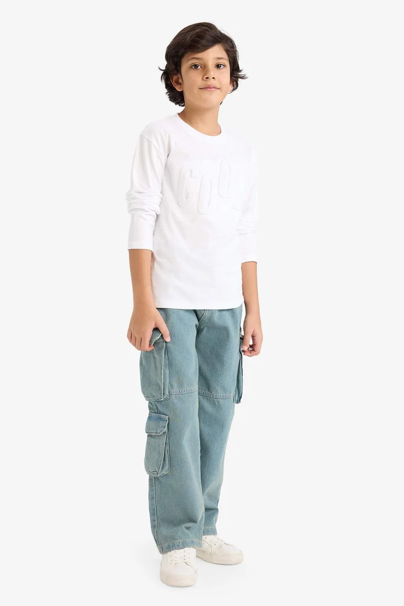 DeFacto Boy Oversize Crew Neck Printed Long Sleeve T-Shirt