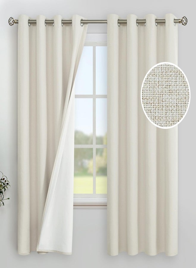 YoungsTex Linen Blackout Curtains 63 Inches Long for Bedroom, Full Room Darkening Window Drapes with Grommet Winter Thermal Insulated for Living Room, 2 Panels, Linen, 52 X 63 Inch - Image 1