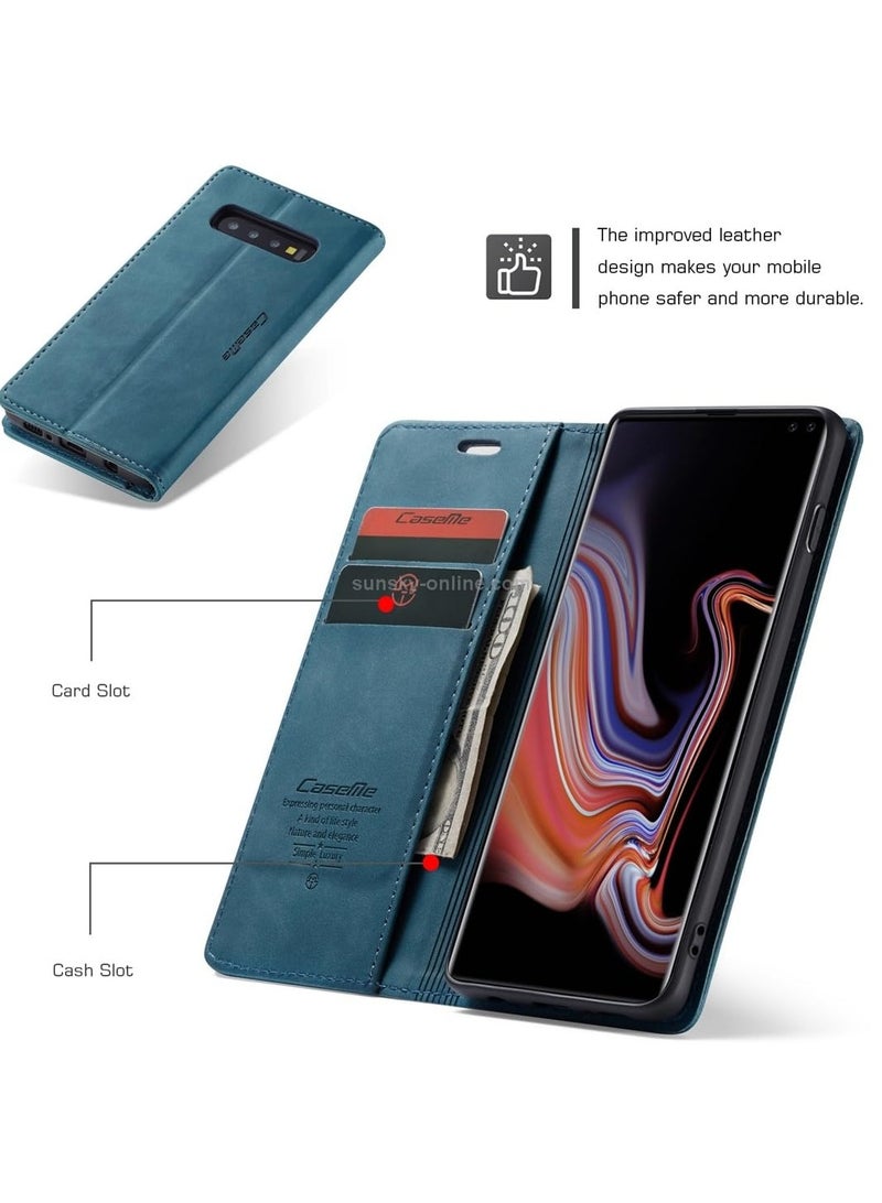 CaseMe Phone Case Luxury PU Leather Design 013 Flip Cover Card Slot Holder Cover For Samsung Galaxy S10 Plus (Green)  - Image 4