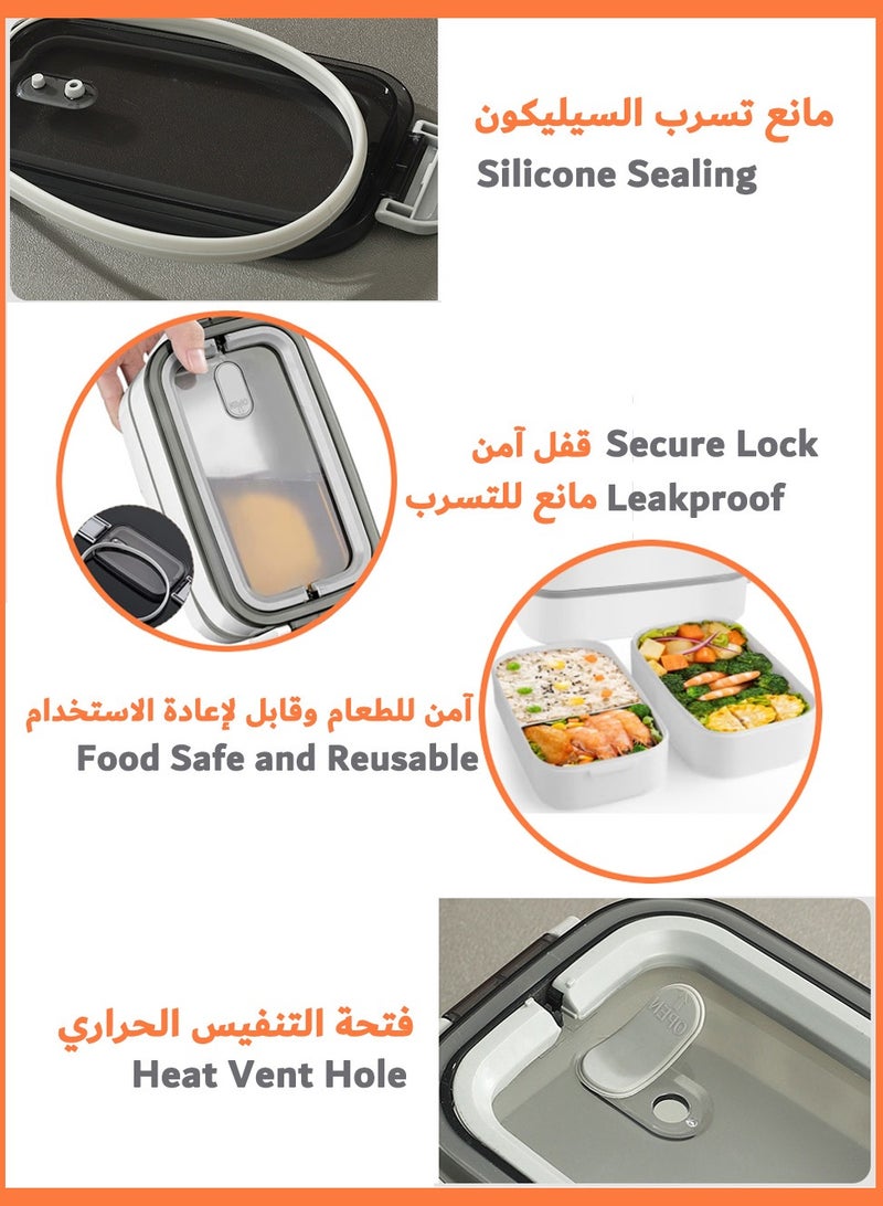 2-Layer Leakproof Bento Box, Large Lunch Box with Compartments and Cutlery Set for Adults, Bento Lunch Box for Kids, Microwave Food Containers Lunch box for office  - Image 3
