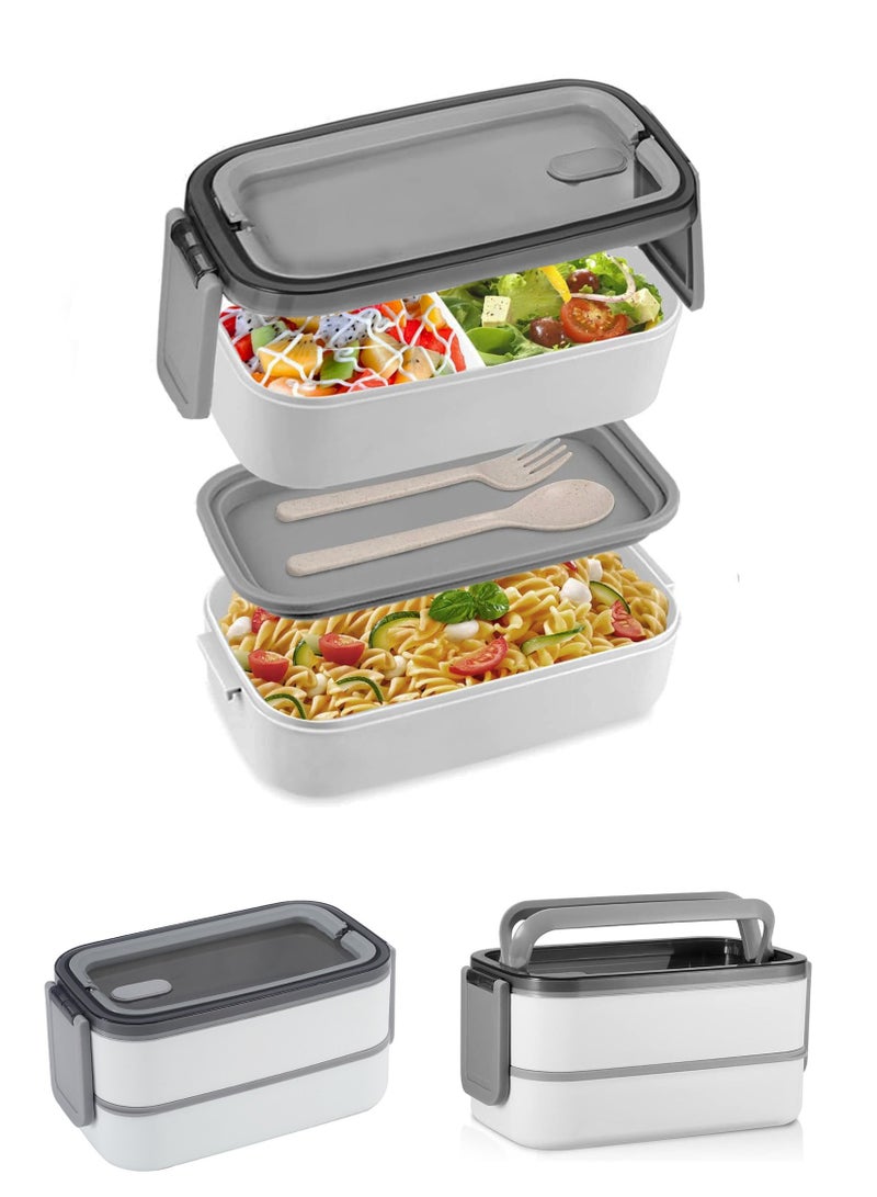 2-Layer Leakproof Bento Box, Large Lunch Box with Compartments and Cutlery Set for Adults, Bento Lunch Box for Kids, Microwave Food Containers Lunch box for office  - Image 1