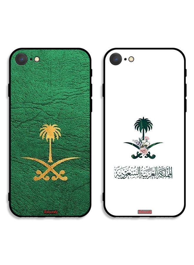 Tolwak حالتان لجهاز آبل آيفون 7 أغطية واقية جلدية وعلامة مملكة الزهور - Image 1