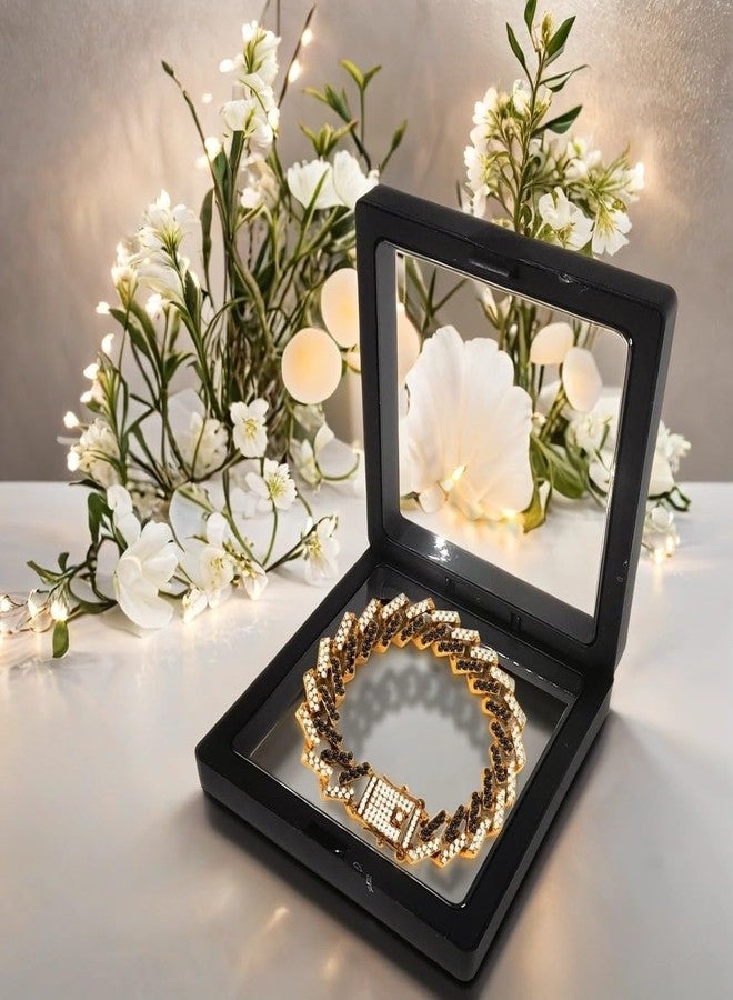 De-Autocare Golden (15mm Wide) Stainless Steel Crystal Diamond/Nug Studded Curb Miami Cuban Link Thick Moissanite Chain Funky Punk MC Stan Hip Hop Iced Out Rhinestone Bling Wrist Hand Cuff Bracelets - Image 5